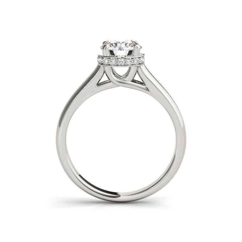 GIA Certified 1,20 Carat Round Hidden Halo Trellis in oro bianco 18K Diamond Ring In condizioni Nuovo in vendita a New York, NY