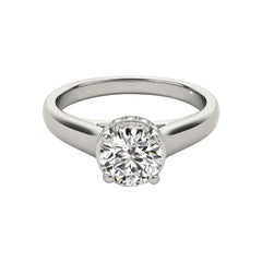 GIA Certified 1,20 Carat Round Hidden Halo Trellis in oro bianco 18K Diamond Ring
