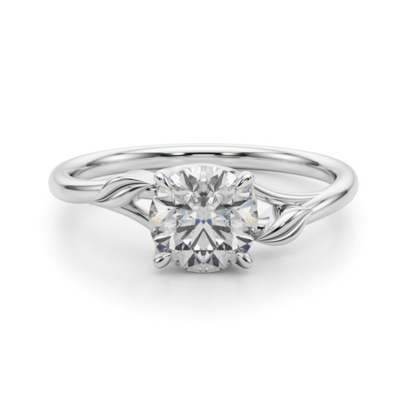 GIA Certified 1.20 Carat Round Nature Leaf & Vine Band Platinum Diamond Ring In New Condition For Sale In New York, NY