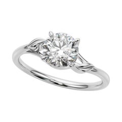 Anello con diamante in platino certificato GIA da 1,20 carati tondo Nature Leaf & Vine Band