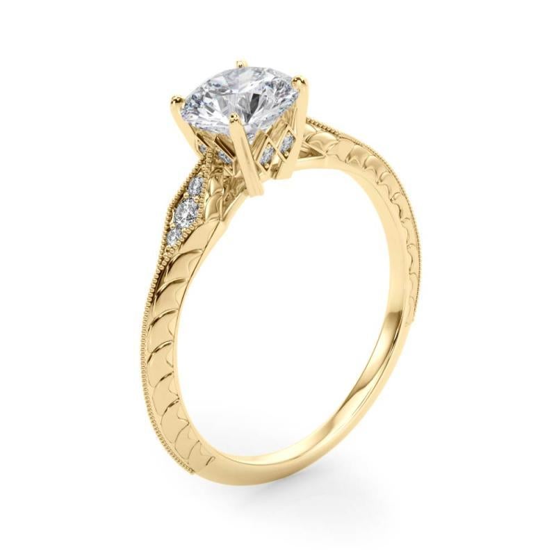Anello con diamante solitario rotondo a lama di 1.20 carati certificato GIA in vendita 1