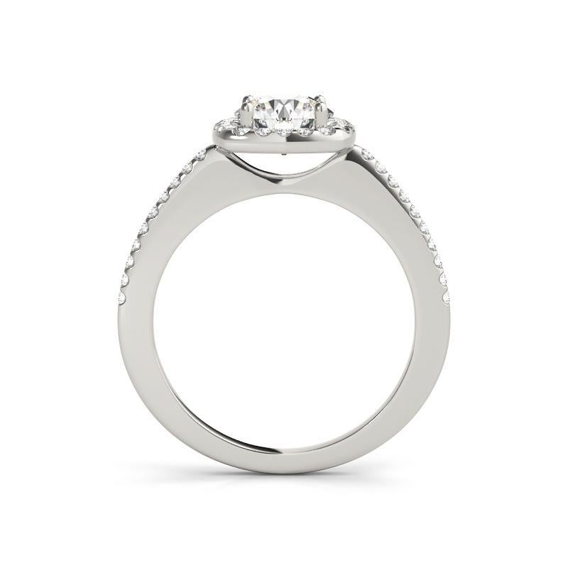 Taille ronde Bague en or blanc 18 carats diamant certifié GIA 1.20 carat Round Square Halo Pave en vente