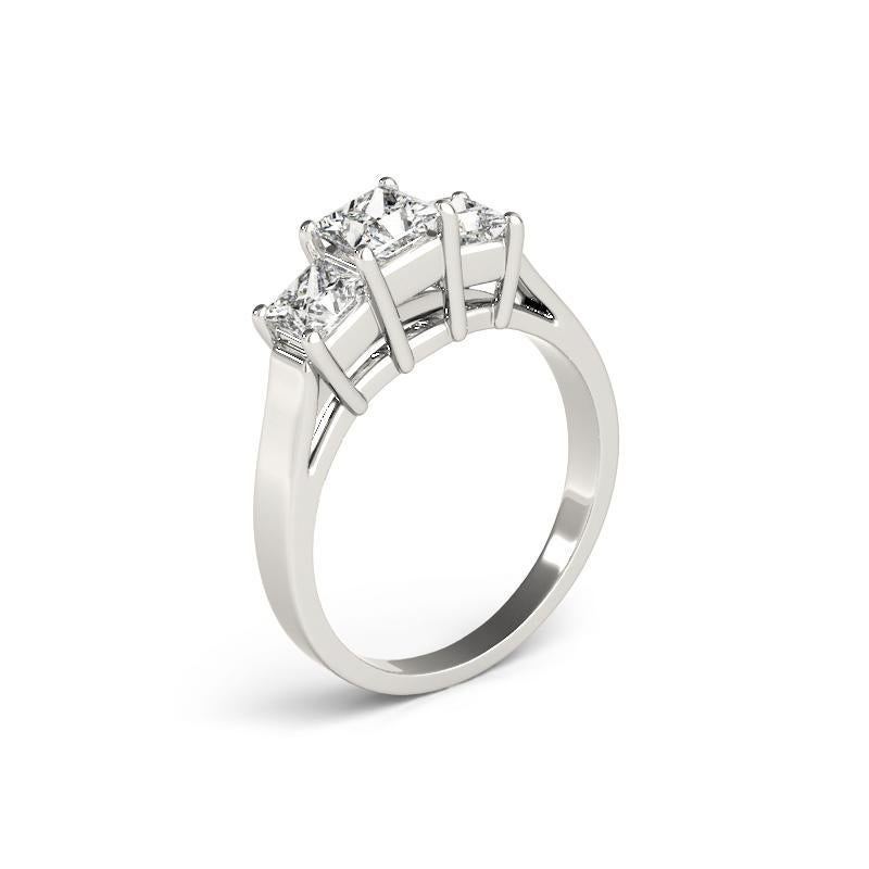 GIA Certified 1.20 Carat Three-Stone Princess Cut 18K White Gold Diamond Ring (bague en or blanc 18 carats) Pour femmes en vente