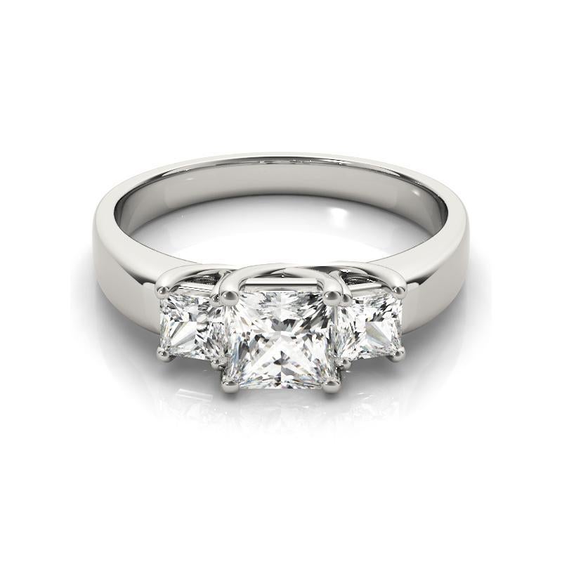 Certifié GIA 1.20 Carat Three-Stone Princess  Bague en diamant