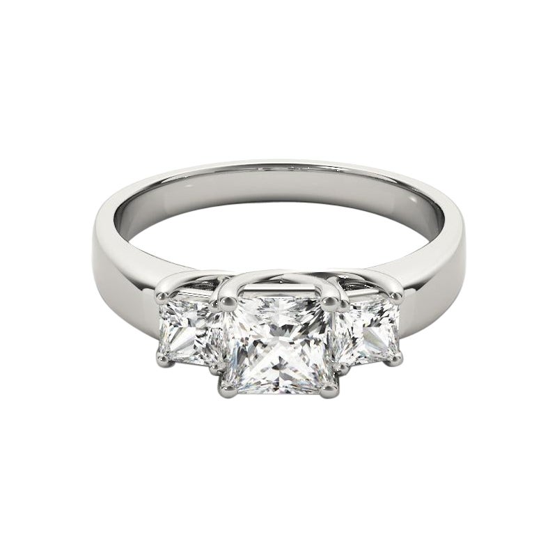 GIA Certified 1.20 Carat Three-Stone Princess  Diamond Ring