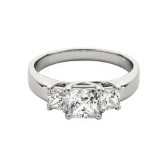 GIA Certified 1.20 Carat Three-Stone Princess  Diamond Ring