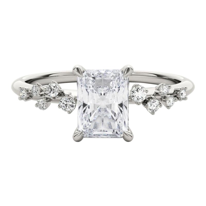 Bague en platine certifiée GIA 1,20 carat Trellis Vine Cluster Radiant Diamond Ring