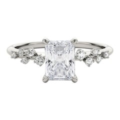 Bague en platine certifiée GIA 1,20 carat Trellis Vine Cluster Radiant Diamond Ring
