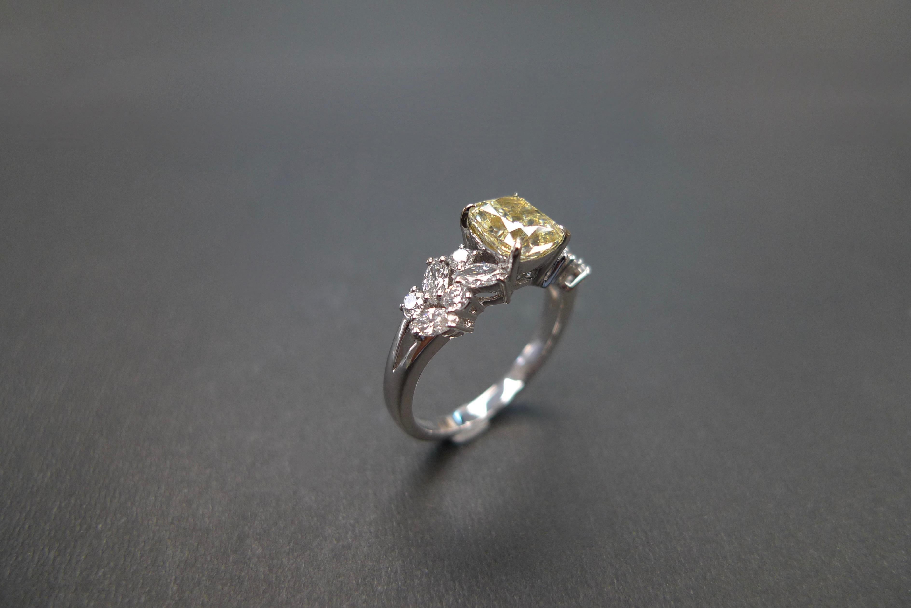For Sale:  GIA Certified 1.20 Carat Yellow Diamond Unique Engagement Cocktail Ring Gift 10
