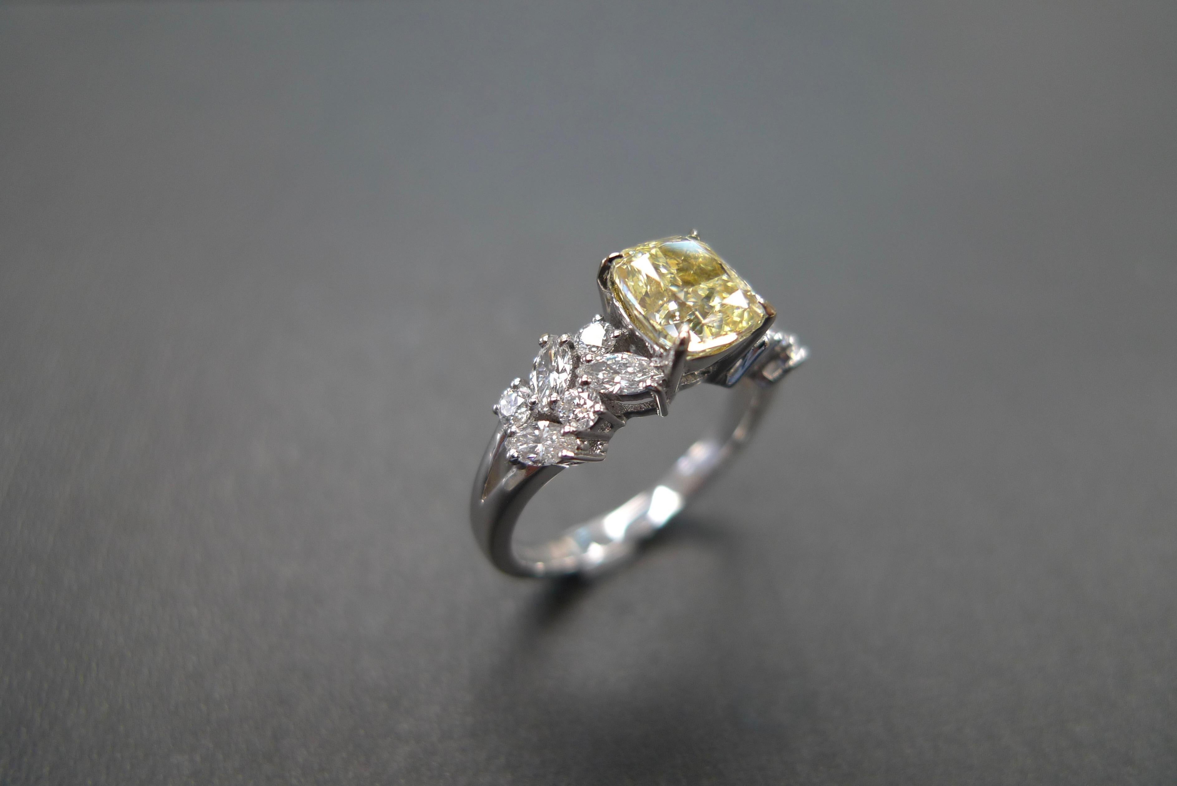 For Sale:  GIA Certified 1.20 Carat Yellow Diamond Unique Engagement Cocktail Ring Gift 11
