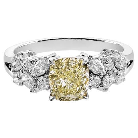 For Sale:  GIA Certified 1.20 Carat Yellow Diamond Unique Engagement Cocktail Ring Gift
