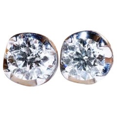 Pendientes de oro de 18 quilates con certificado GIA de 1,20 quilates de diamantes redondos en forma brillante F/VS1