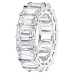 GIA Certified 12.00 Carat Emerald Cut Diamond Eternity Band Ring