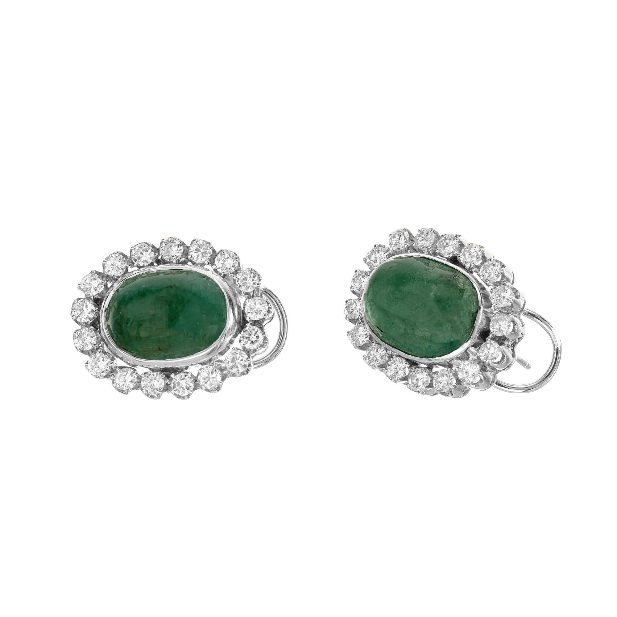 GIA zertifiziert 12,00 Karat Smaragd Diamant Platin Halo Clip Post Ohrringe (Ovalschliff) im Angebot