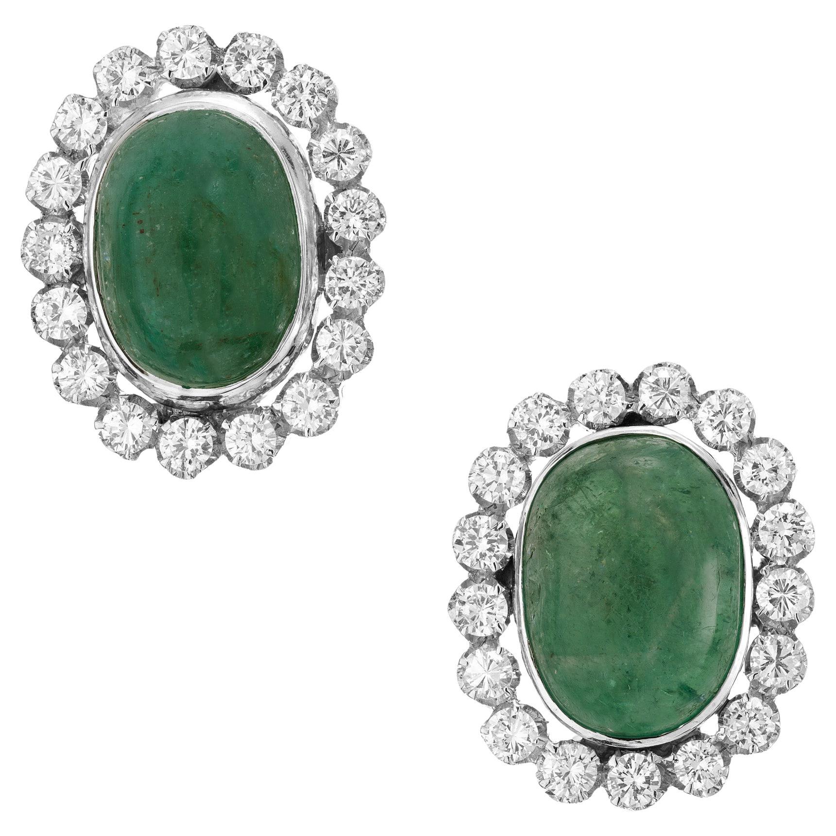 GIA zertifiziert 12,00 Karat Smaragd Diamant Platin Halo Clip Post Ohrringe im Angebot