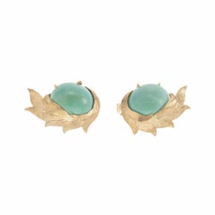 GIA Certified 12.00 Carat Turquoise Yellow Gold Earrings
