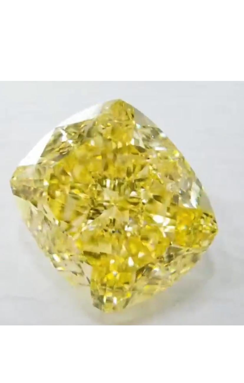 Cushion Cut GIA Certified 12.00 Carats Fancy Intense Yellow Diamond  For Sale