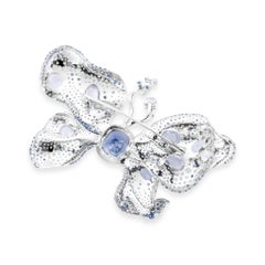 GIA Certified 12.01 Carat Sapphire and Diamond Butterfly Brooch