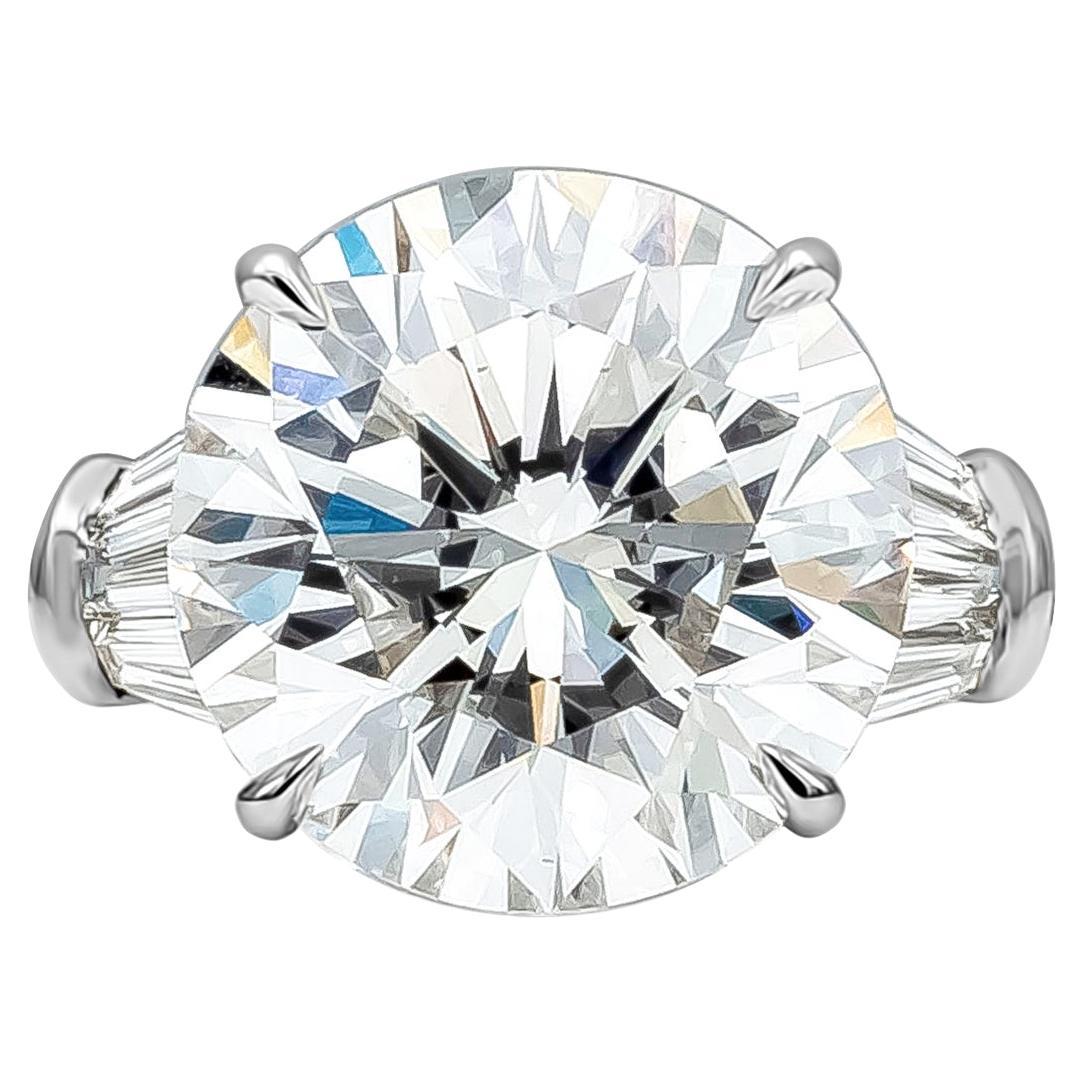 Verlobungsring mit GIA-zertifiziertem 12,03 Karat rundem Diamanten im Brillantschliff