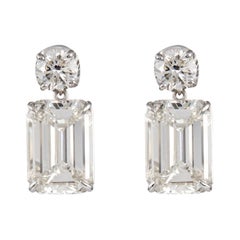 GIA Certified 12.07ct Emerald Cut Diamond Stud/Dangle Earrings 18k White Gold
