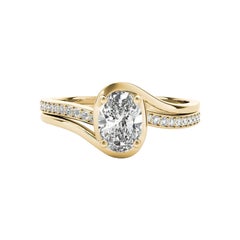 GIA zertifiziert 1,20ct Oval gewölbt Halo Split Band Pave Diamond Ring