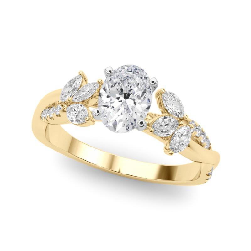 Taglio ovale Anello di diamanti GIA certificato 1,20ct Oval Entwined Garden Flower Vine in vendita