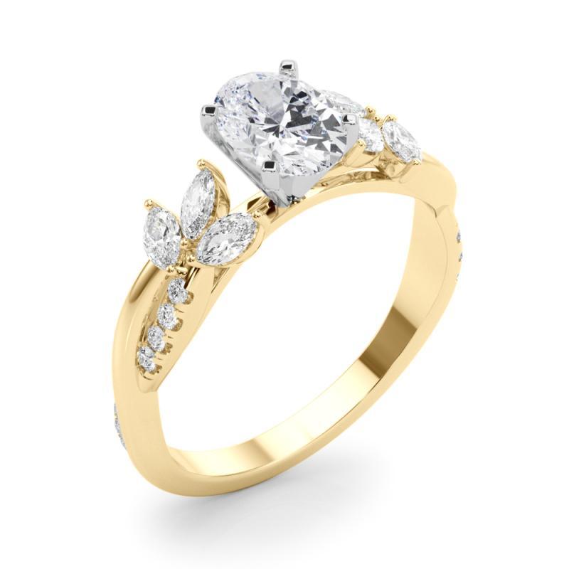 Donna Anello di diamanti GIA certificato 1,20ct Oval Entwined Garden Flower Vine in vendita