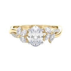 Anello di diamanti GIA certificato 1,20ct Oval Entwined Garden Flower Vine