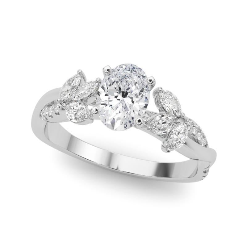 Taille ovale Bague en diamant certifié GIA 1,20ct ovale entrelacé Garden Flower Vine Platinum en vente