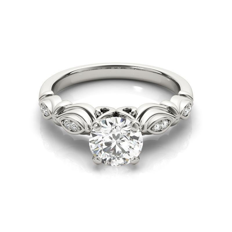 GIA-zertifiziert 1,20ct Runde Multi-Stein Marquise Milgrain Ribbon Diamond Ring (Rundschliff) im Angebot