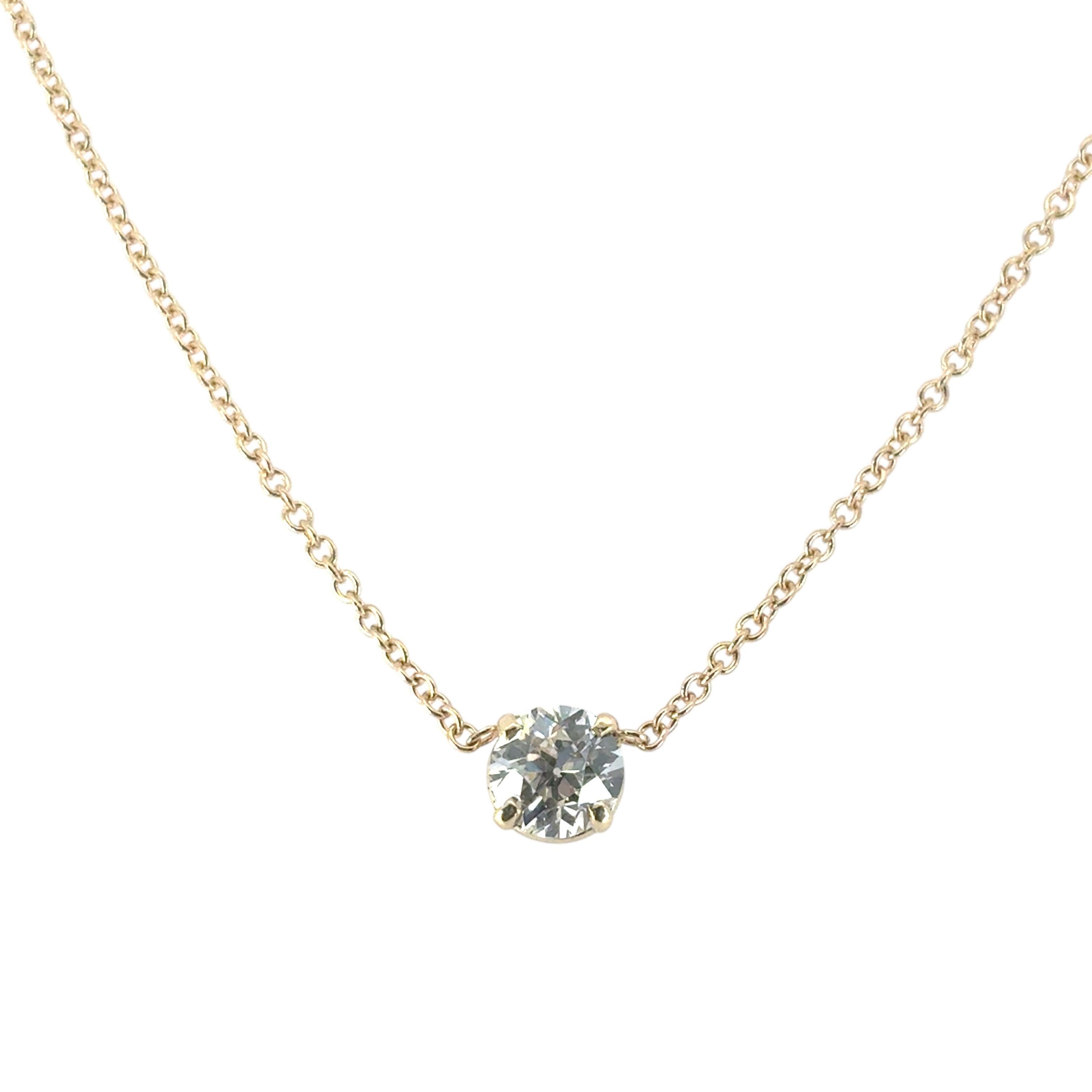 Moderno Diamante rotondo brillante certificato GIA da 1,20 cw su una collana in oro giallo 14k in vendita