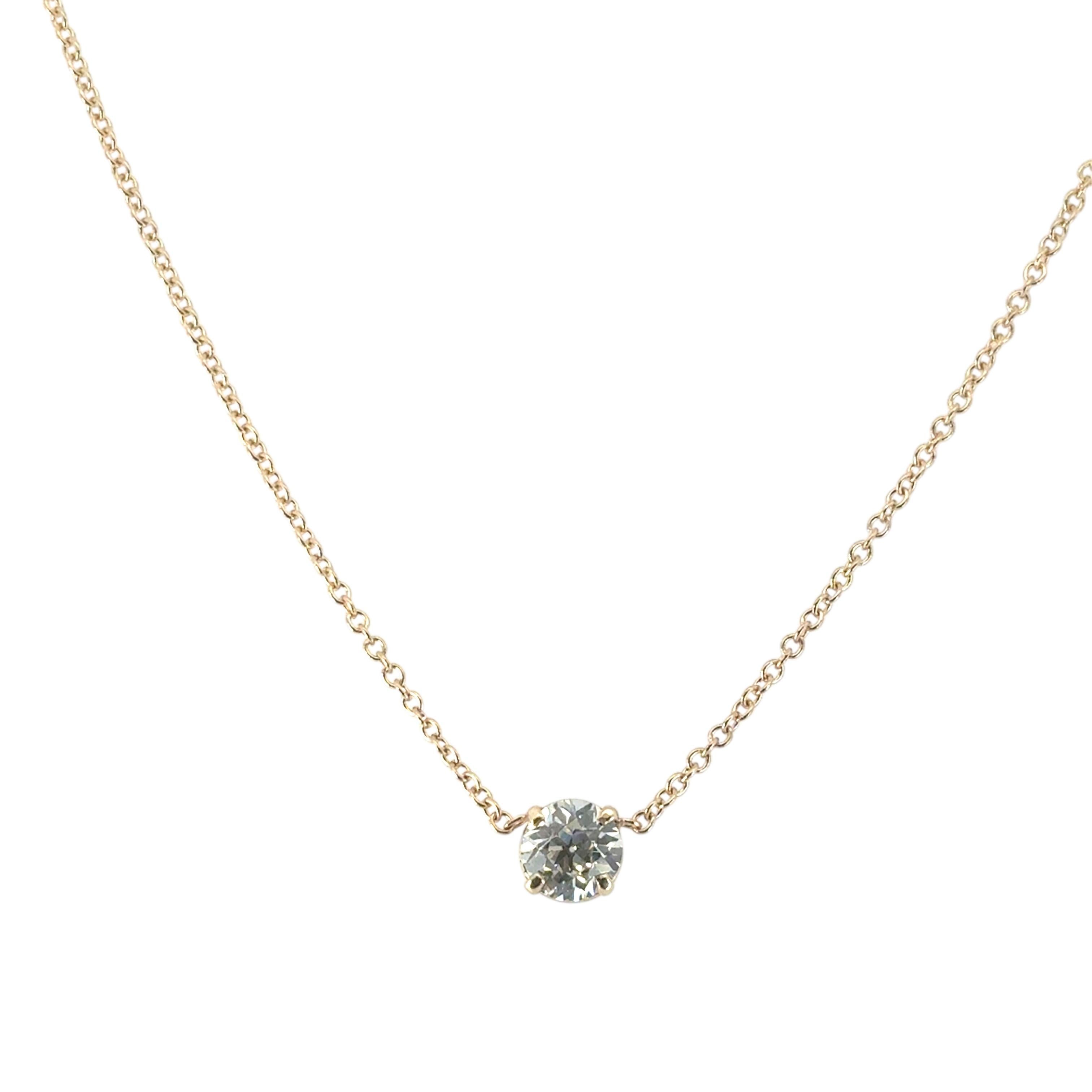 Taglio rotondo Diamante rotondo brillante certificato GIA da 1,20 cw su una collana in oro giallo 14k in vendita