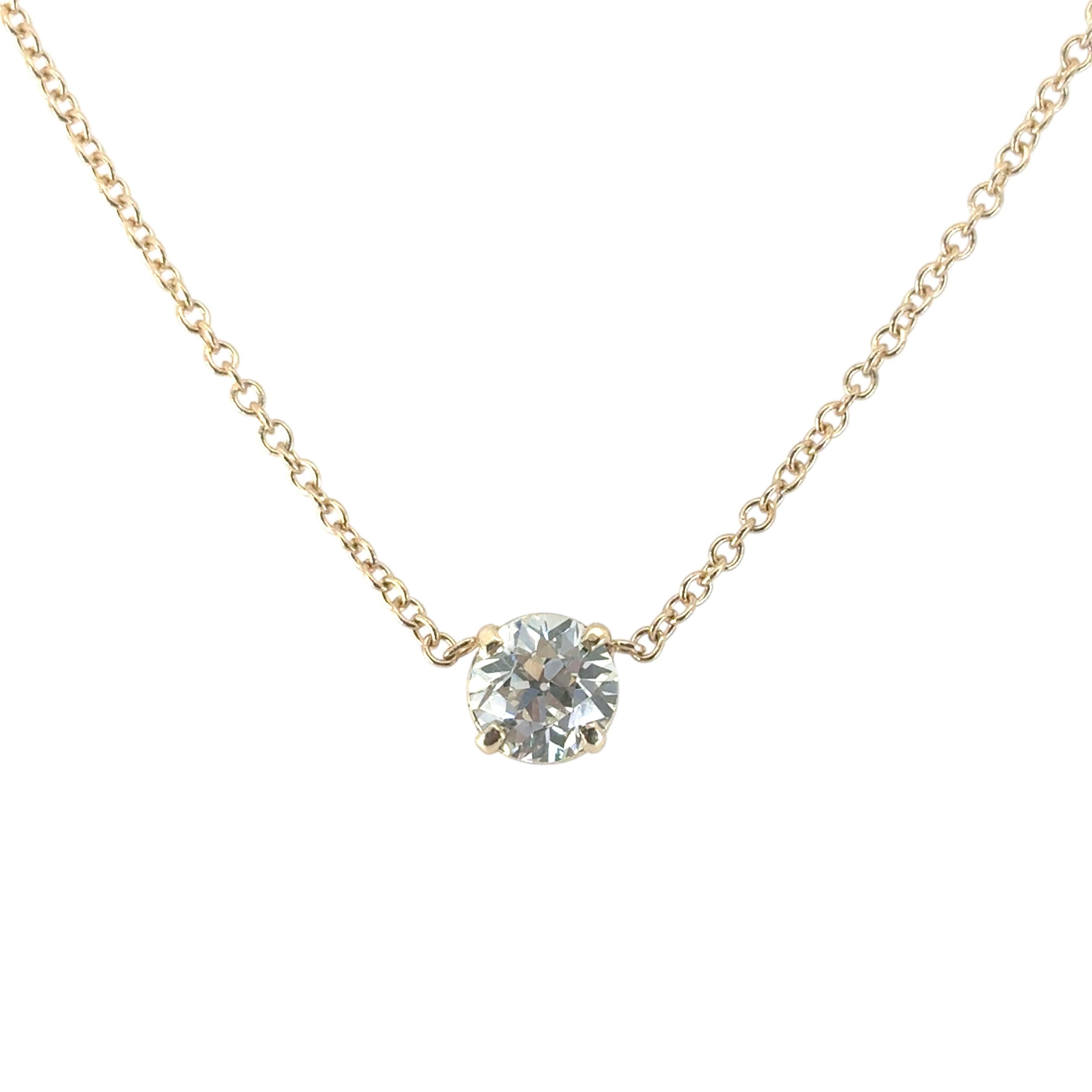 Diamante rotondo brillante certificato GIA da 1,20 cw su una collana in oro giallo 14k In condizioni ottime in vendita a Boca Raton, FL