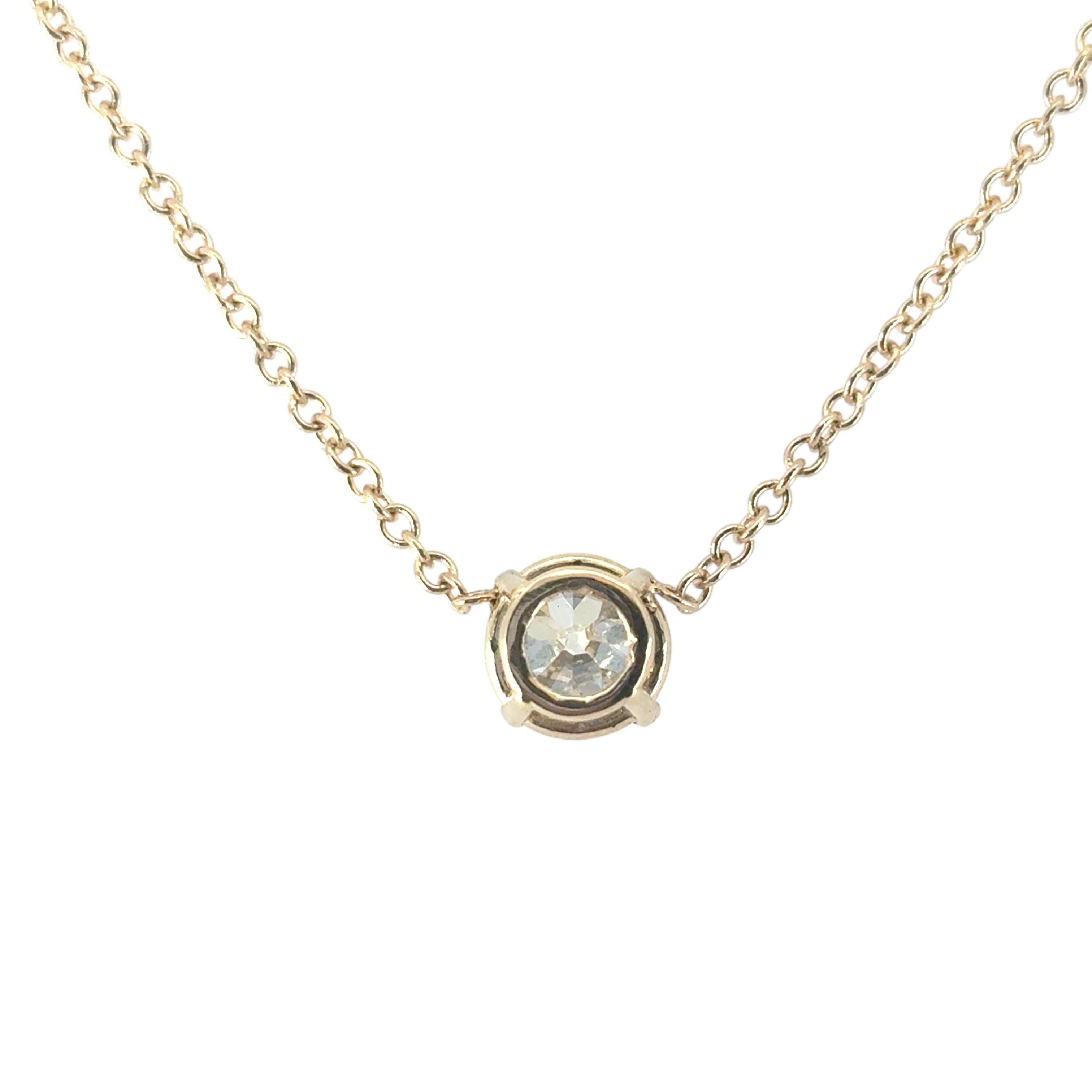 Diamante rotondo brillante certificato GIA da 1,20 cw su una collana in oro giallo 14k in vendita 2