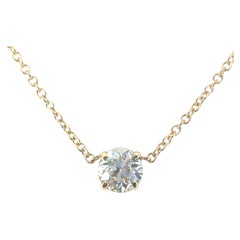 GIA Certified 1.20cw Round Brilliant Diamond on a 14k Yellow Gold Necklace