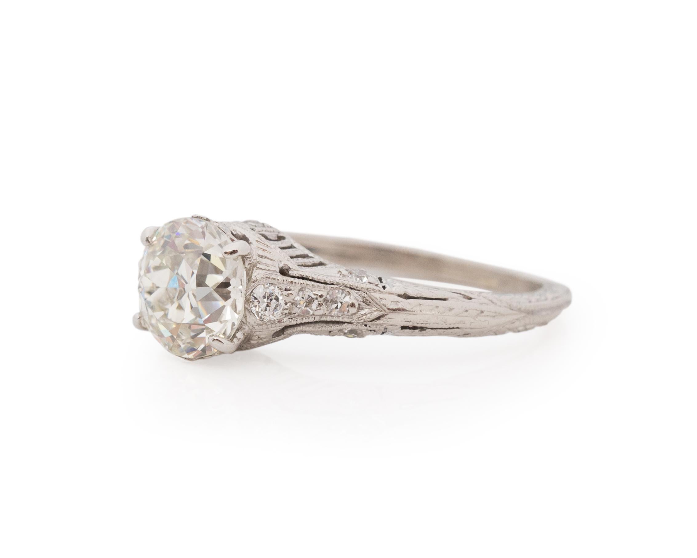 Old European Cut GIA Certified 1.21 Carat Art Deco Diamond Platinum Engagement Ring For Sale