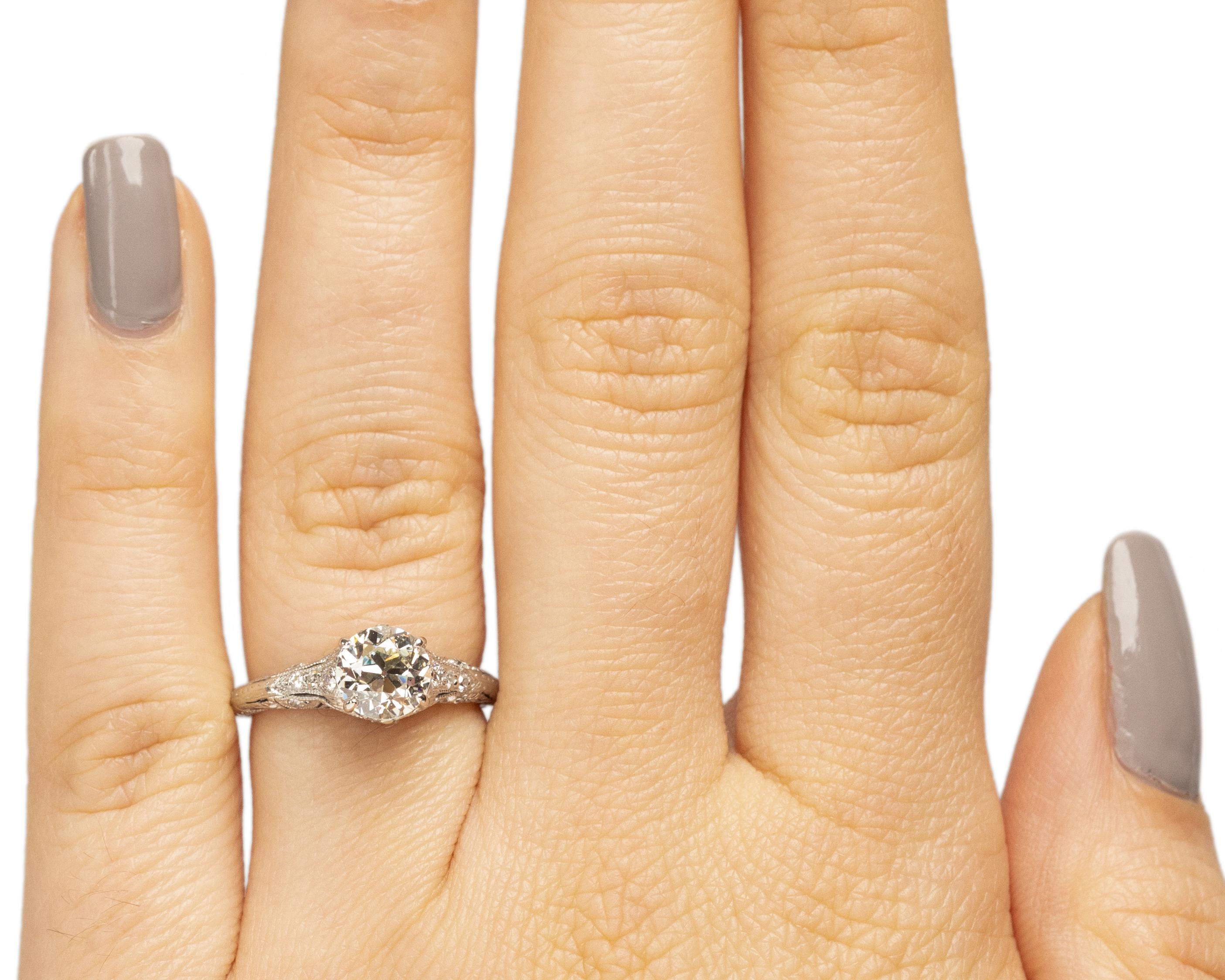 Women's GIA Certified 1.21 Carat Art Deco Diamond Platinum Engagement Ring For Sale