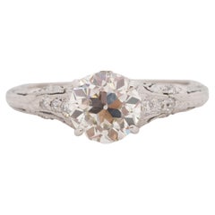 GIA Certified 1.21 Carat Art Deco Diamond Platinum Engagement Ring