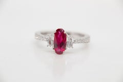 GIA Certified 1.21 Carat Burma No Heat Ruby Diamond Ring