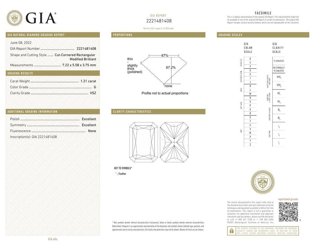 Contemporain Bague diamant certifié GIA 1.21 carat Celtic Knot Radiant Solitaire Platinum en vente