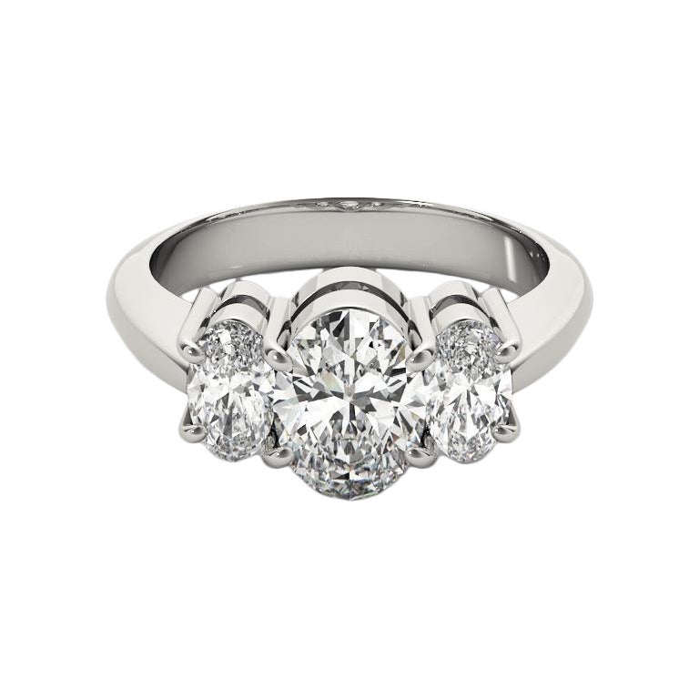 GIA-zertifizierter 1,21 Karat klassischer ovaler Dreistein  Diamantring