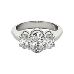 GIA Certificato 1,21 Carati Classico Ovale a Tre Pietre  Anello con diamante
