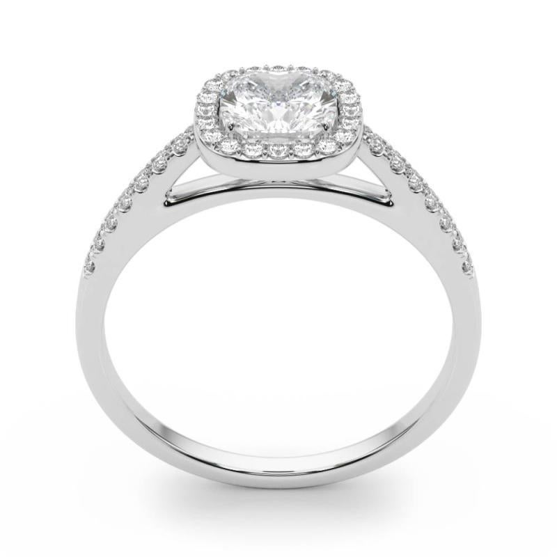 GIA Certified 1.21 Carat Cushion Halo Cathedral Pave Diamond Ring In condizioni Nuovo in vendita a New York, NY