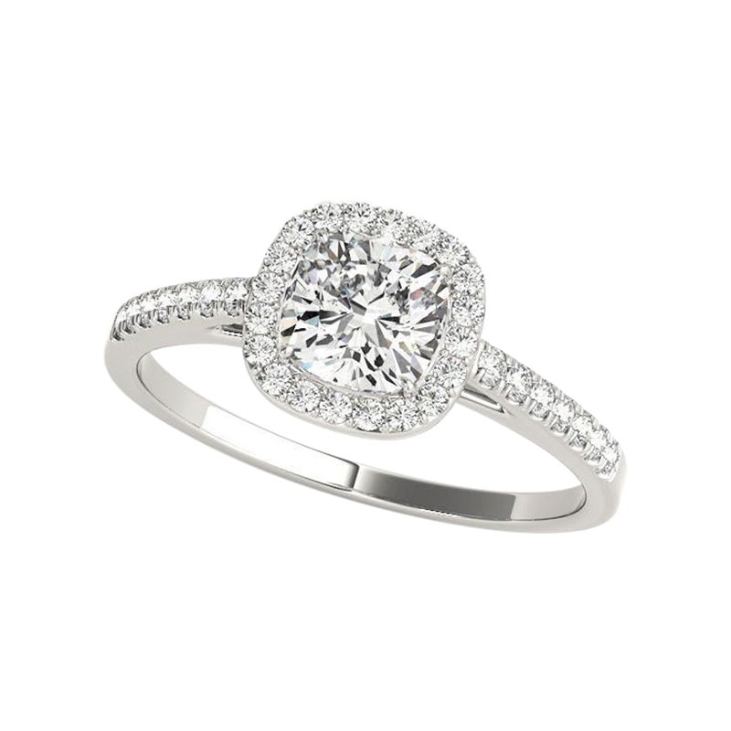 GIA Certified 1.21 Carat Cushion Halo Cathedral Pave Diamond Ring