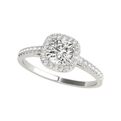 GIA Certified 1.21 Carat Cushion Halo Cathedral Pave Diamond Ring