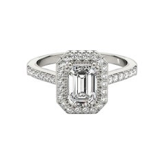 GIA-zertifizierter 1.21-Karat-Smaragddiamant-Halo  Diamantring