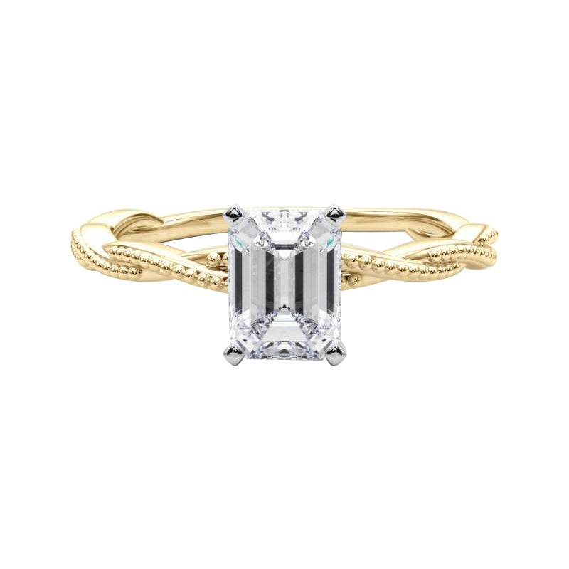Anello con diamante a fascia intrecciata con smeraldo da 1.21 carati certificato GIA