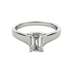 GIA Certified 1.21 Carat Entwined Prong Cathedral Emerald Platinum Diamond Ring