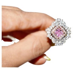 Bague et pendentif convertibles en diamant certifié GIA de 1,21 carat et de couleur rose pâle 