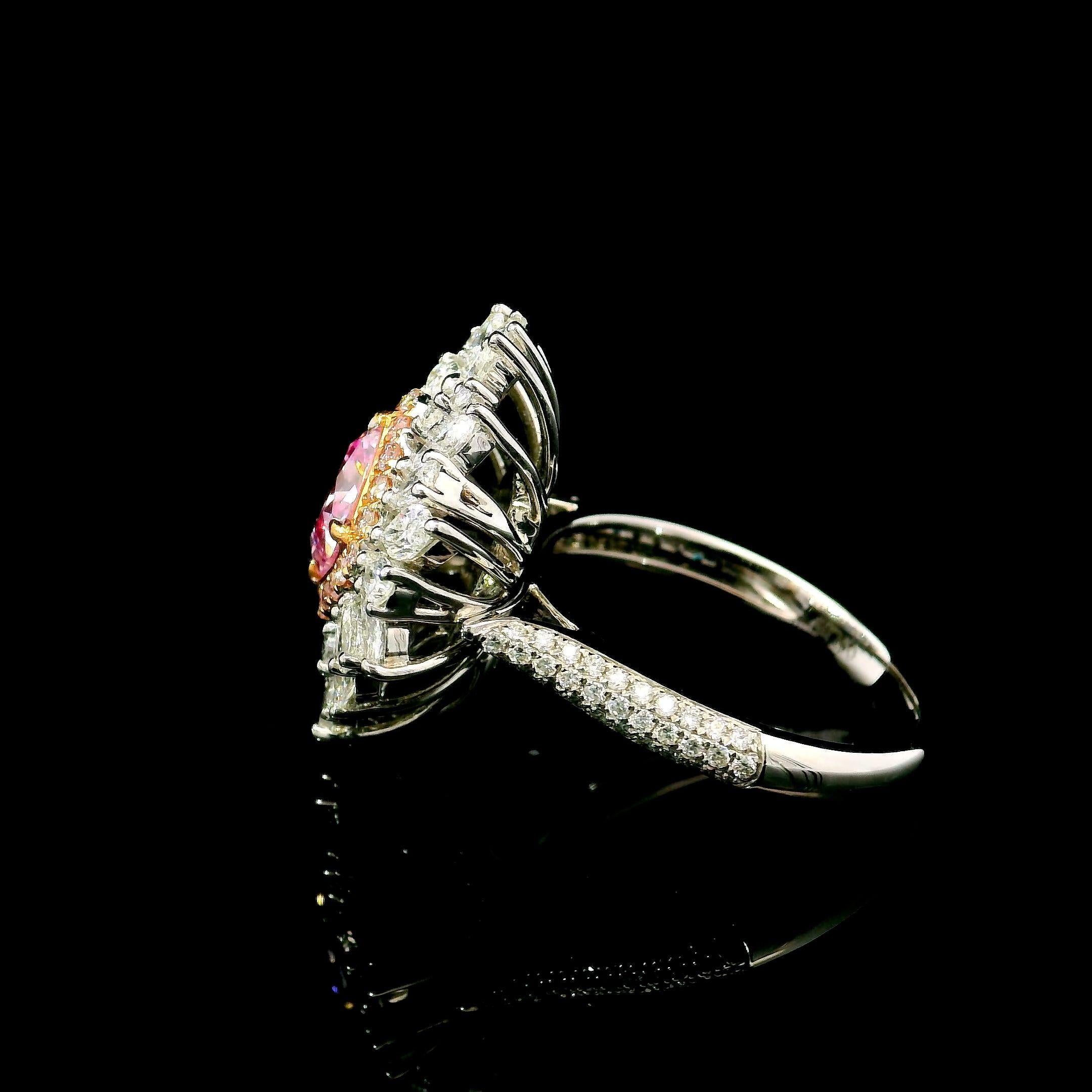 GIA Certified 1.21 Carat Faint Pink SI2 Clarity Diamond Ring For Sale 1